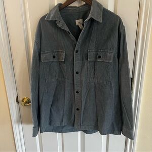 H&M Men's Grey Blue Corduroy OverShirt Jacket.  Size large.